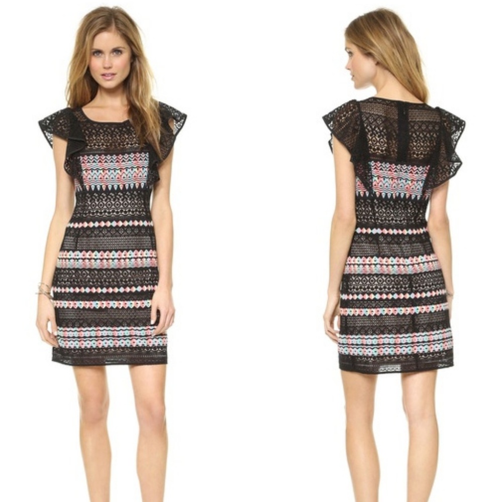BCBGMAXAZRIA Roxine Ruffle & Embroidered Dress A.7